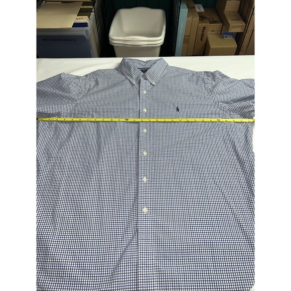 Ralph Lauren Classic Fit Men's Button Down Shirt Size XXL Blue Gingham Logo E11 - Picture 12 of 16
